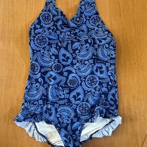 Blue floral One-Piece Garnet Hill Swimsuit